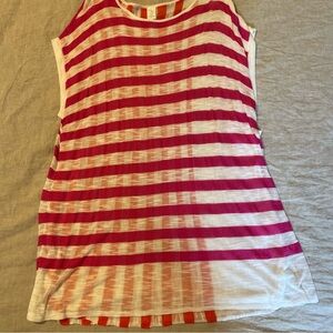 Jones New York Size 2XL Long Pink/ Orange Stripe Pull-Over‎ Cruise Comfortable